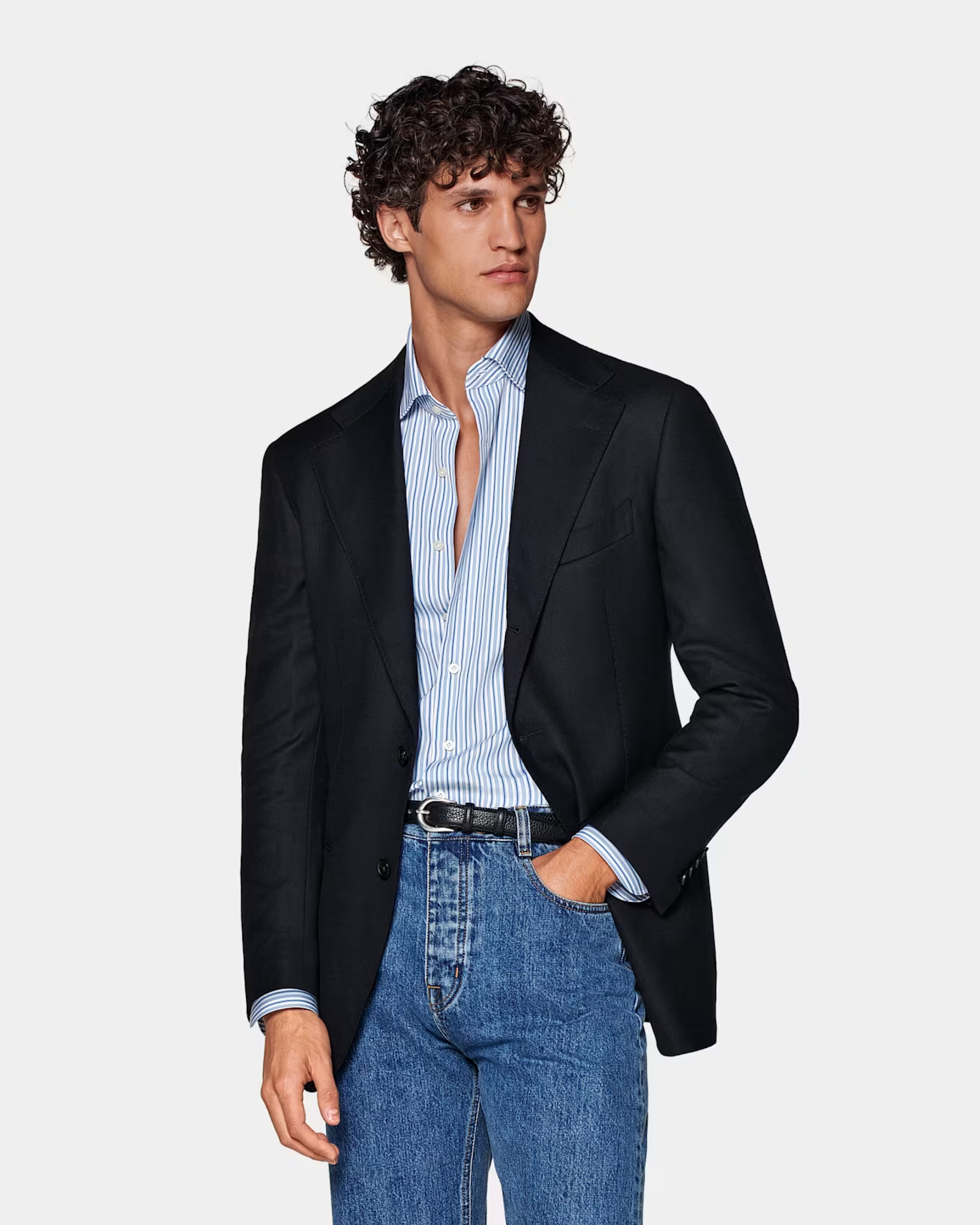 Blazer with light blue shirt sale
