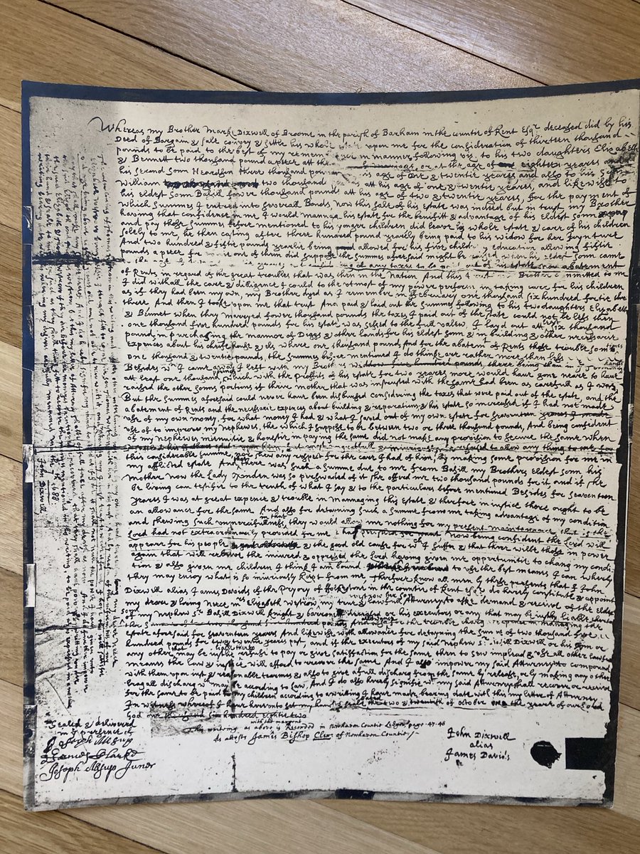 An ancient photocopy of John Dixwell’s 1688 indenture, penned by him in the New Haven Colony. Note his reference to the Good Old Cause. #englishcivilwars #familyhistory