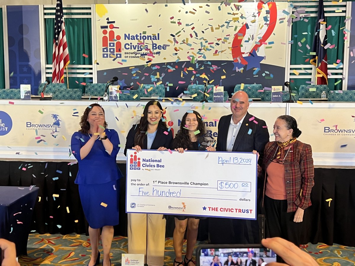 Congratulations to Isabella! 🏆 She took home the first place prize in Brownsville and will advance to the #NationalCivicsBee Texas State Finals. 📸: @BTxChamber