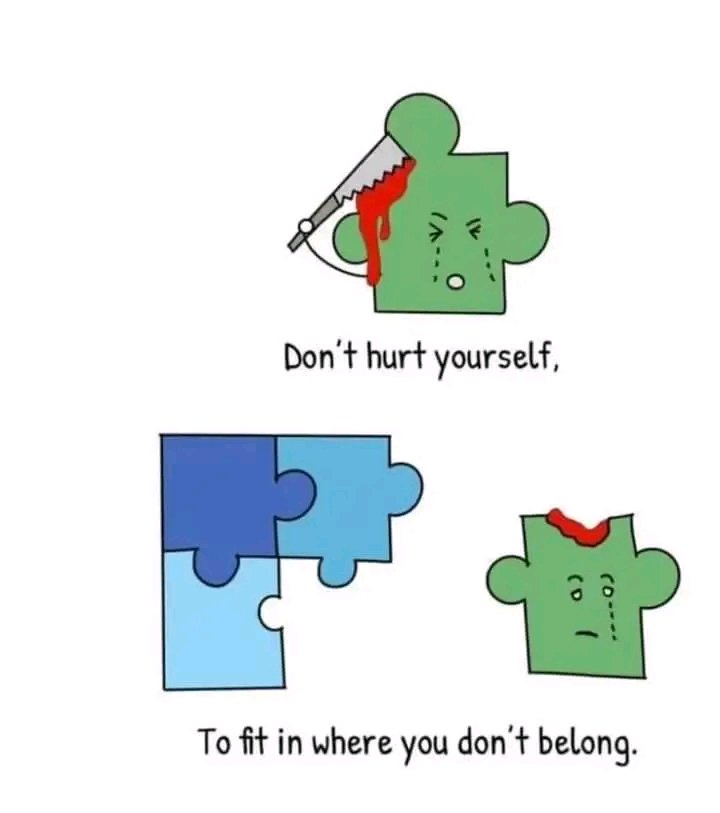 Never hurt yourself trying to fit in where you don't belong.

#selfconsciousness #motivationalspeaker