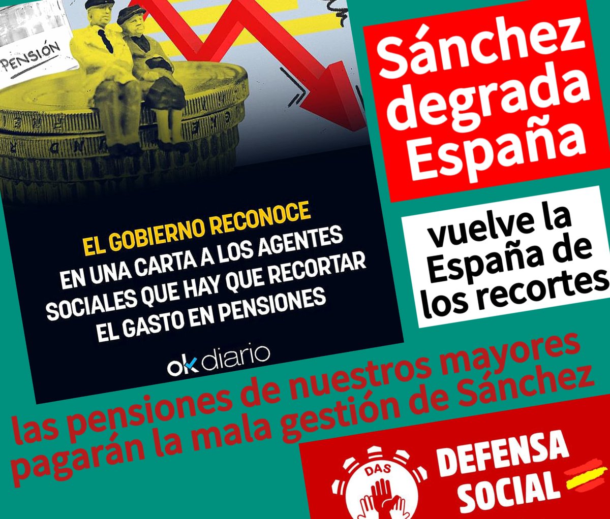 Gastos necesarios son las pensiones, educación y sanidad. Gastos innecesarios son los lujos y privilegios de los políticos, sus familiares, amiguetes y demás CASTA.
El Gobierno de Pedro Sánchez y su corrupción ponen en grave riesgo el estado social.
#DefensaSocial
DEFIÉNDETE 🥊.