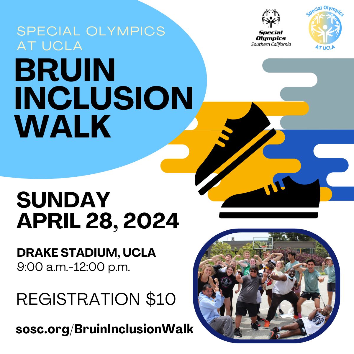 ⏰ There is still time to step into unity with us on 4/28/24, at UCLA's Drake Stadium for the Bruin Inclusion Walk! Sign up or donate now at sosc.org/bruininclusion…. Join us in making a difference & help create an inclusive world.👍 #BruinInclusionWalk #WeAreSOSC