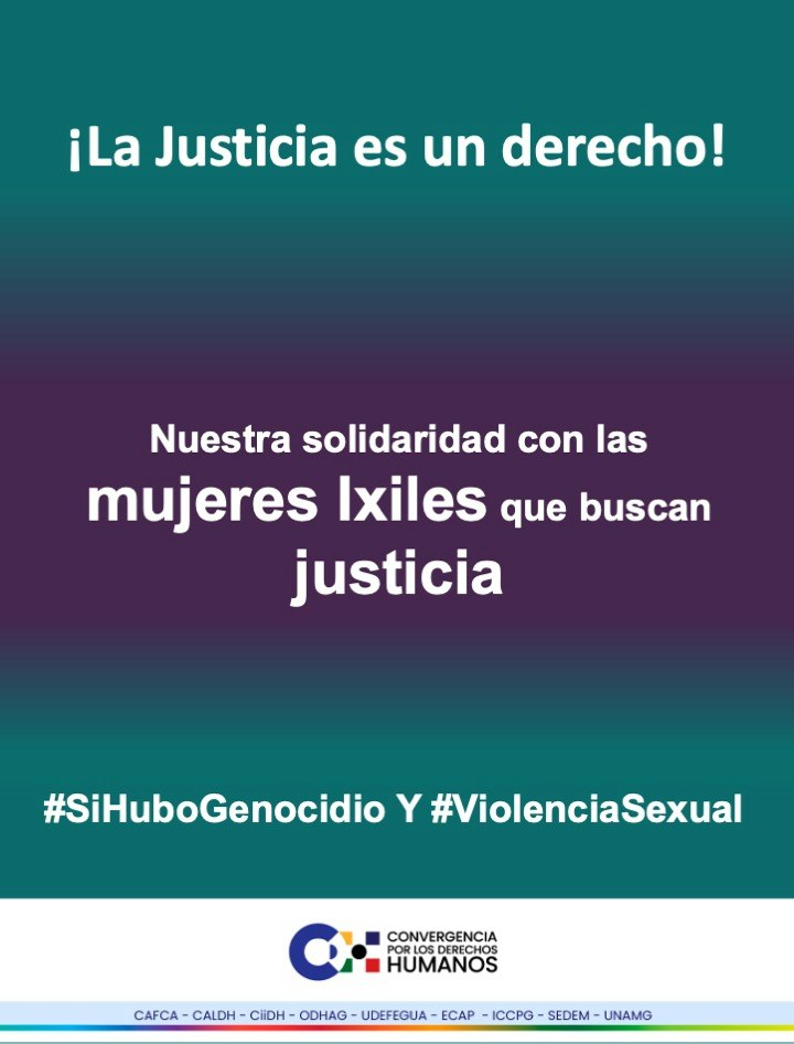 Durante el conflicto armado interno la violencia sexual fue utilizada como un arma de guerra de forma sistemática por el ejército de Guatemala.

¡Justicia para las mujeres que sufrieron violencia sexual!   #SiHuboGenocidio y #ViolenciaSexual