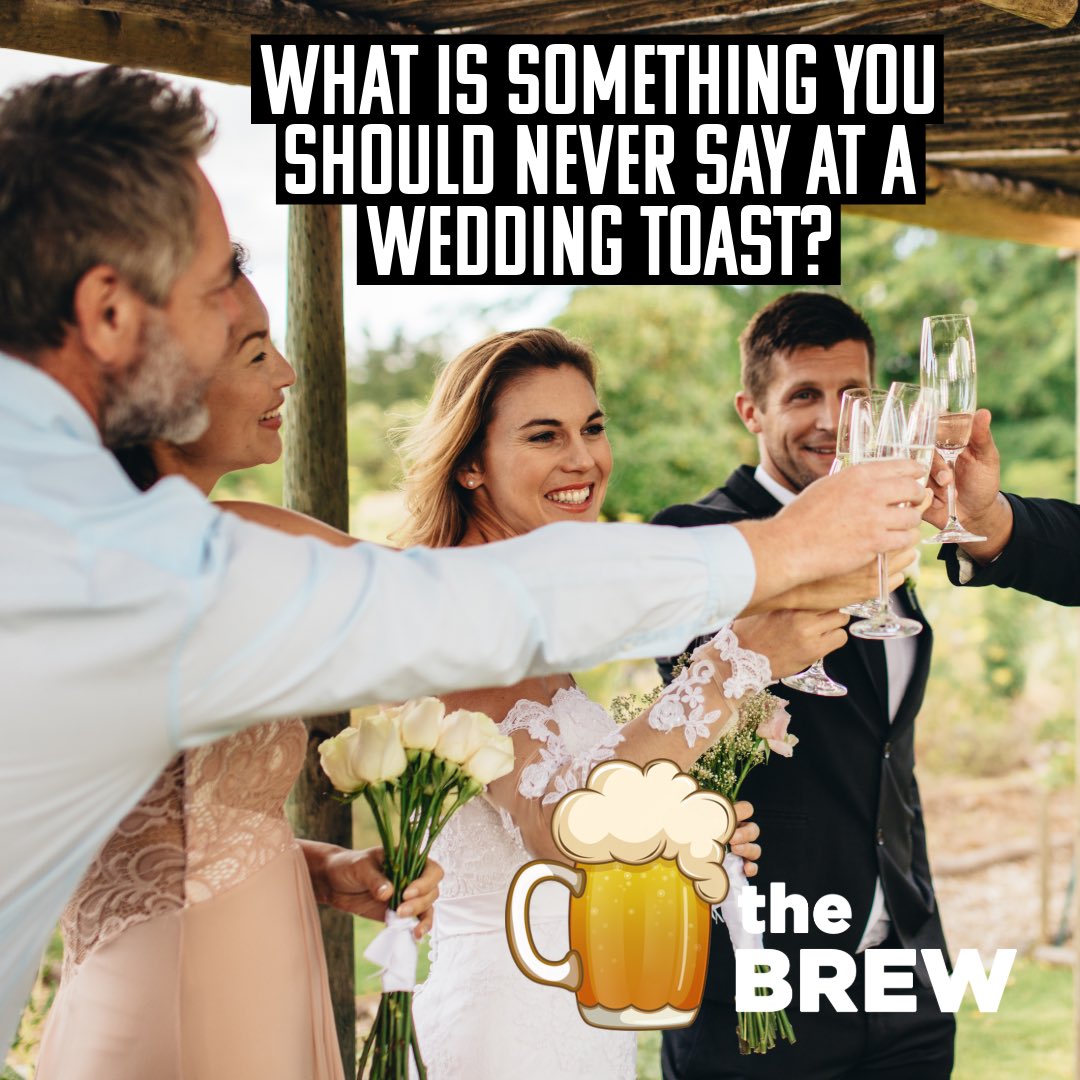 JerseyJoe50's tweet image. What is something you should never say at a wedding toast? Let’s have some funny suggestions to share for THE BREW on YouTube! #wedding #marriage #weddingtoast