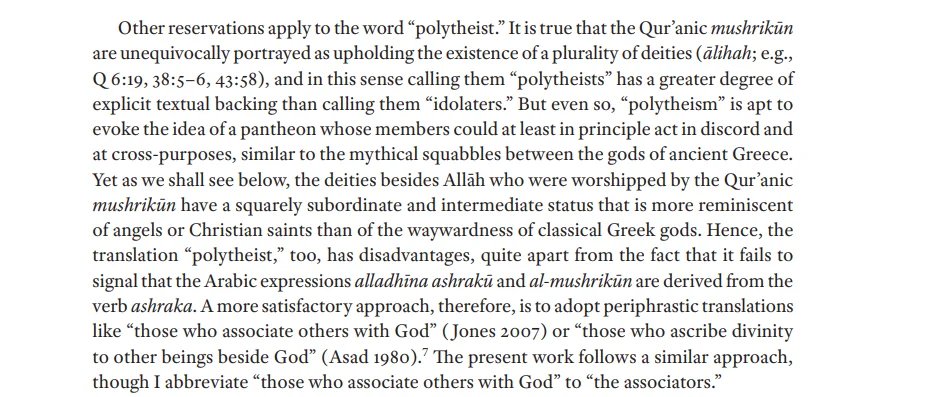 Nicolai Sinai on translating mushrikūn as 'associator' (not 'idolater' or 'polytheist)