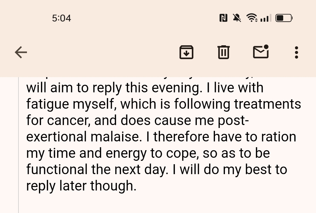 When our journalist @h_sharland contacted a promient #MEcfs 'professional' involved in BACME for her article on @MEAssociation & @actionforme involvement with the group, these are snippets of the replies she got 🧵 Apparently PEM is a feature of oncology treatment #SaveCarlasLife