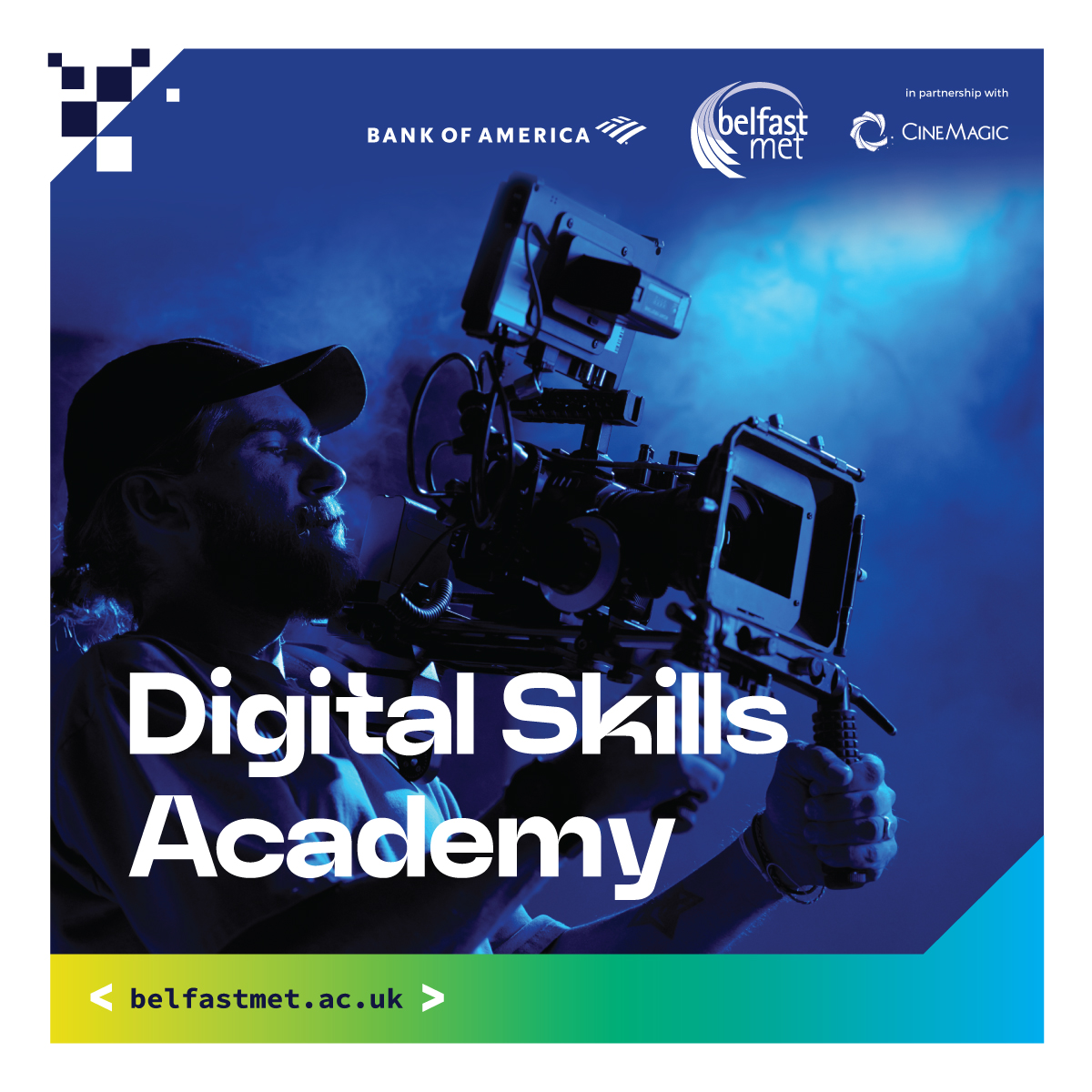 Apply today (deadline: 08/05/2024) for this Digital Skills Academy opportunity with @bfastmet and learn how to:

💡 Generate story ideas
📜Craft scripts
🍿Produce a short film
💪Develop your strengths

#WhatNext #Cinemagic #CreativeCareers #BeInspired #BelfastMet @BankofAmerica