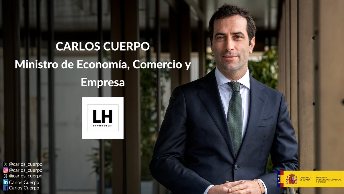 El ministro @carlos_cuerpo es entrevistado en @LaHoraTVE @rtve por @_marcsala y @SIntxaurrondo ⏰A partir de las 09:20 h. 🔴#EnDirecto: rtve.es/play/videos/di…