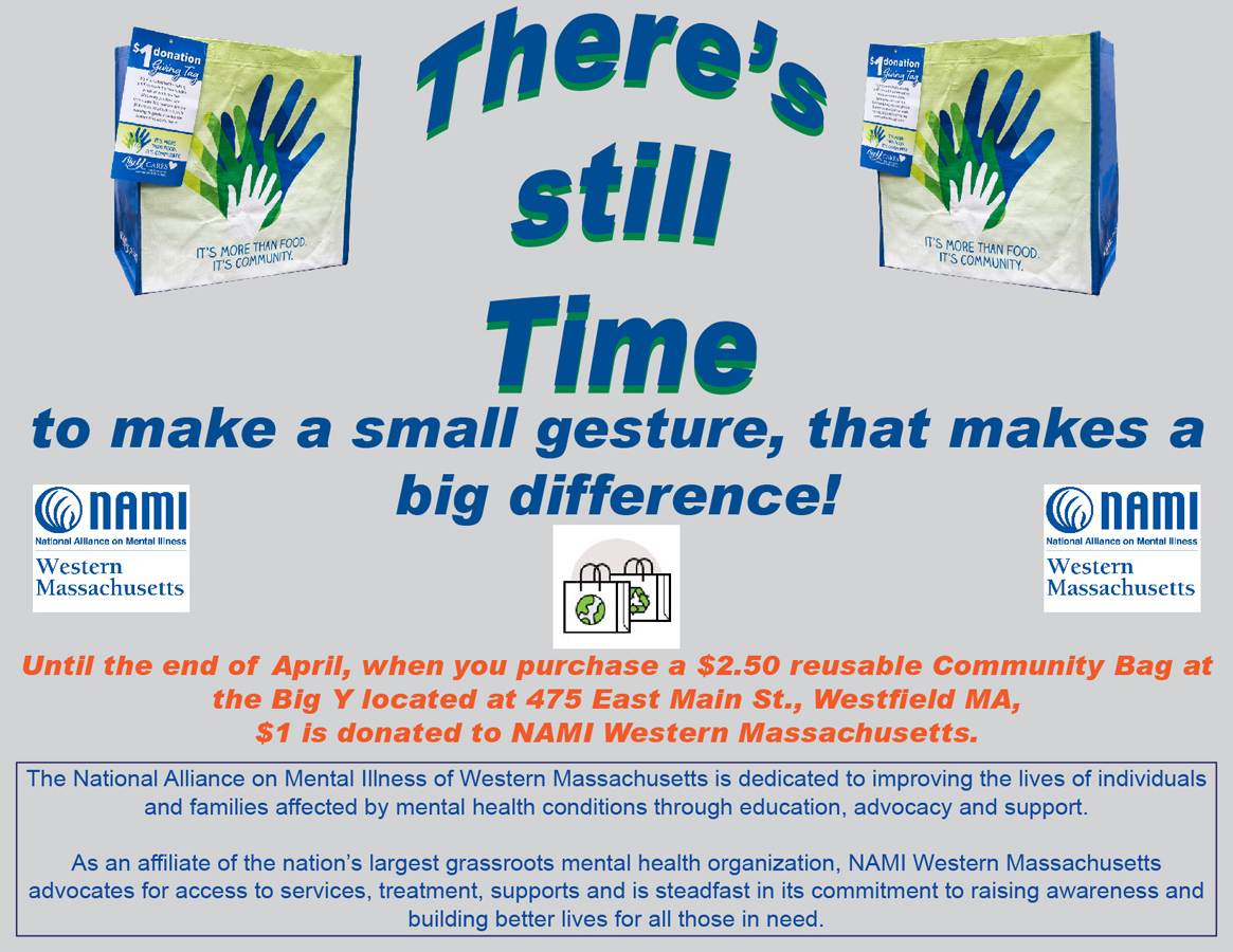 Buy a Bag, make a difference. There's still time to show your support for NAMI Western Massachusetts!
namiwm.org #mentalwellness #NotAlone #love #mentalhealthawareness #veteransmentalhealth #mentalhealthadvocate #mentalwellbeing #fundraising #stopsoldiersuicide