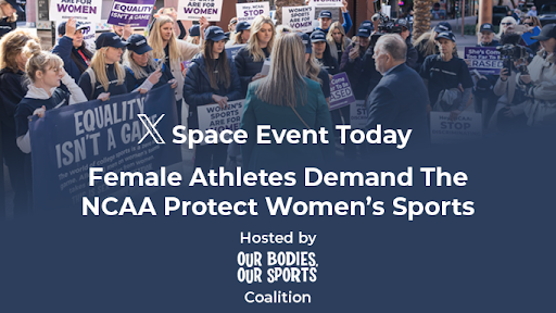 🎙️Join the Our Bodies, Our Sports Coalition for an X Space event TODAY at 4pm ET with some of the leading voices in the fight to #SaveWomensSports as we call on the NCAA to change their discriminatory policy. Tune in at the link below ⤵️ twitter.com/i/spaces/1MYxN…