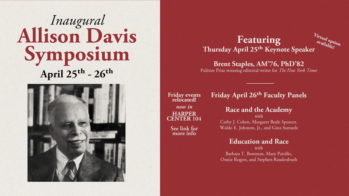 Join @UChicagoSSD & @RDIatUChicago for their inaugural symposium honoring the legacy of Professor Allison Davis, Williams Class of 1924 and (with this brother) namesake of our Davis Center. The symposium runs April 25-26; see the schedule & livestream: bit.ly/3JBlsaK