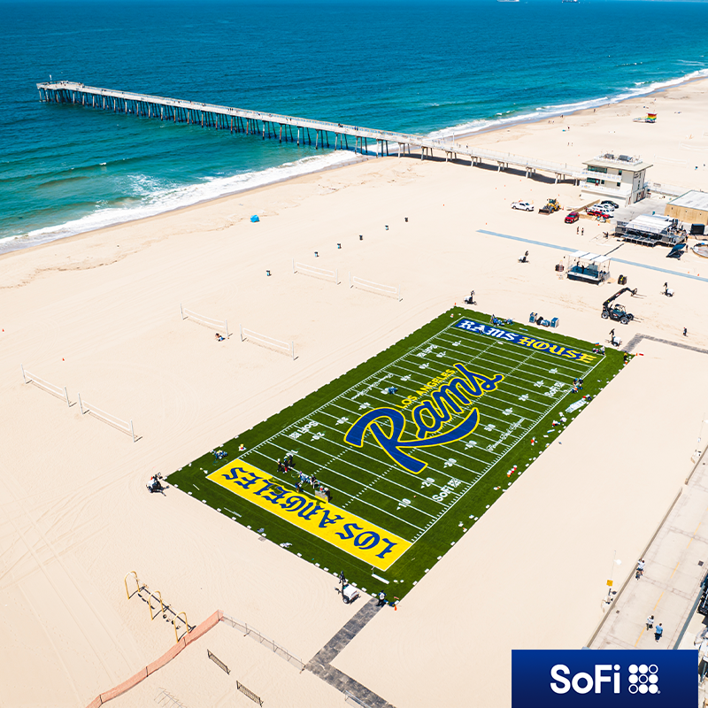 RamsNFL's tweet photo. We put a football field ON THE BEACH.