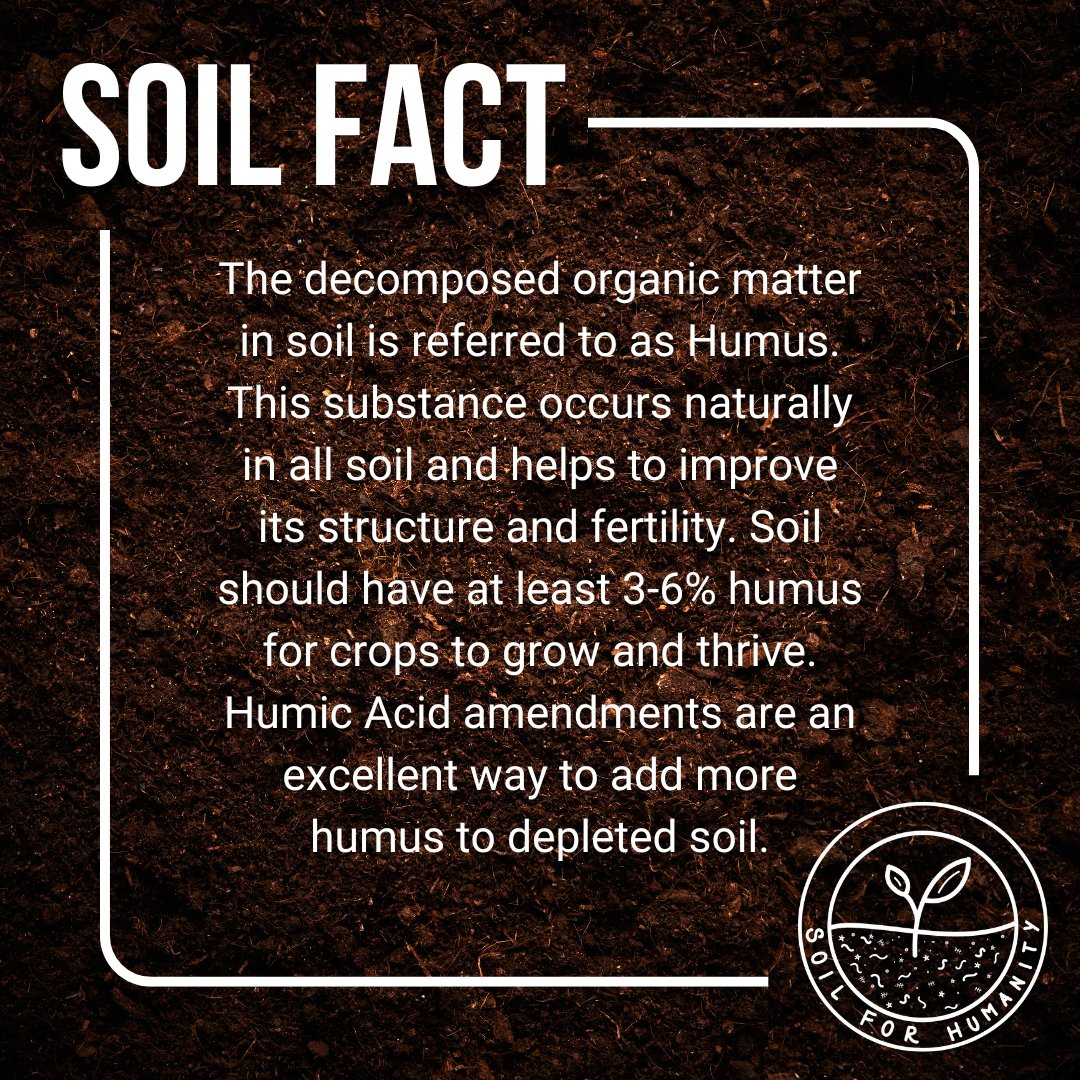 soilforhumanity's tweet photo. #DidYouKnow? #SoilFact

Humic Acid amendments can help restore #humus to depleted soil, improving soil structure and overall #soilhealth.

Learn more about the many benefits of Humic Land -> https://t.co/snknpUuUdc

#soilhealthmatters https://t.co/eyQtyKxCxm