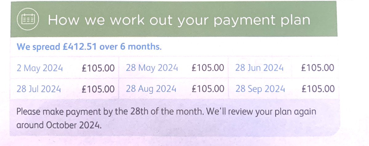 ATheGallant's tweet photo. @thameswater Make it make sense, or maybe your evil overlords are hoping we can’t math and don’t notice that £105 x 6 doesn’t = £412.51… https://t.co/u9qu62Hgwg