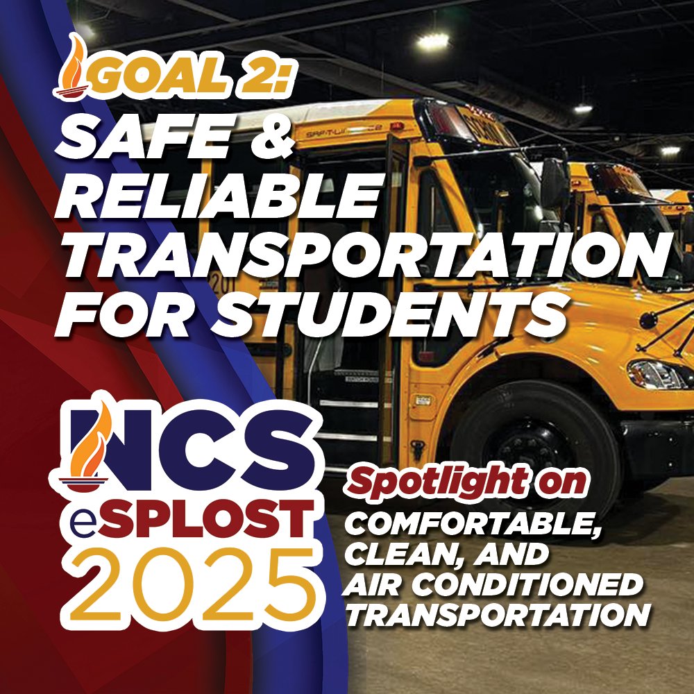 Goal #2 in E-SPLOST 2025: Ensuring student safety with reliable transportation, including AC-equipped buses for comfort. Stay tuned for updates each Thursday on our E-SPLOST goals.