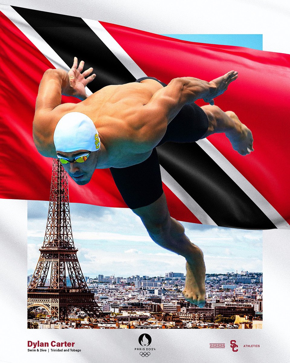 PARIS BOUND‼️ USC Swimming Alum @DylanCarter11 will represent Trinidad & Tobago in his 3rd Olympic Games this summer!! ✌️#USC2Paris