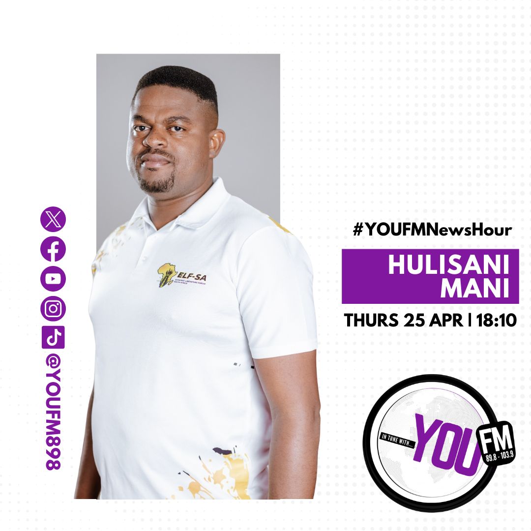 ON AIR | @DispaReal talks to @ELFSouthAfrica President, Hulisani Mani about the performance of the party at the Bi-elections held in Moses Kotane in the Bojanala District on the 24th of April. Tune into the #YOUFMNewsHour to get all the info.