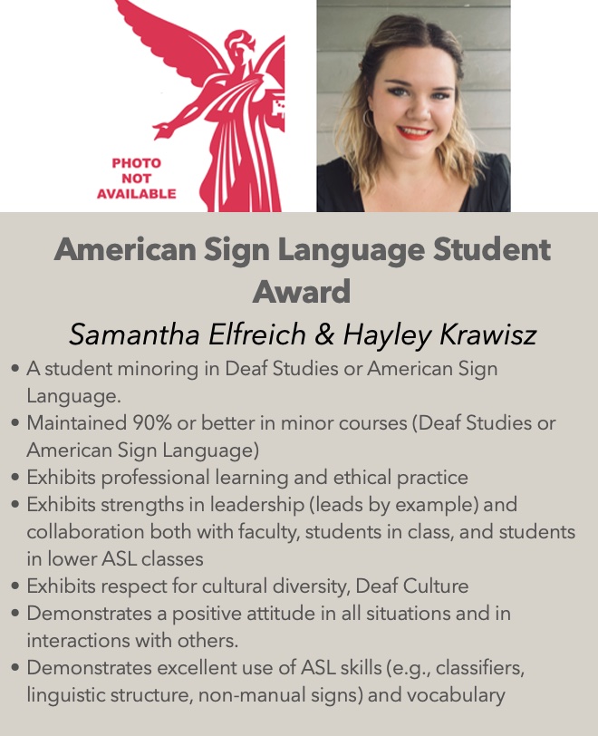 Congratulations to our Outstanding American Sign Language Students - Samantha Elfreich and Hayley Krawisz #WeFly #chirpchirp