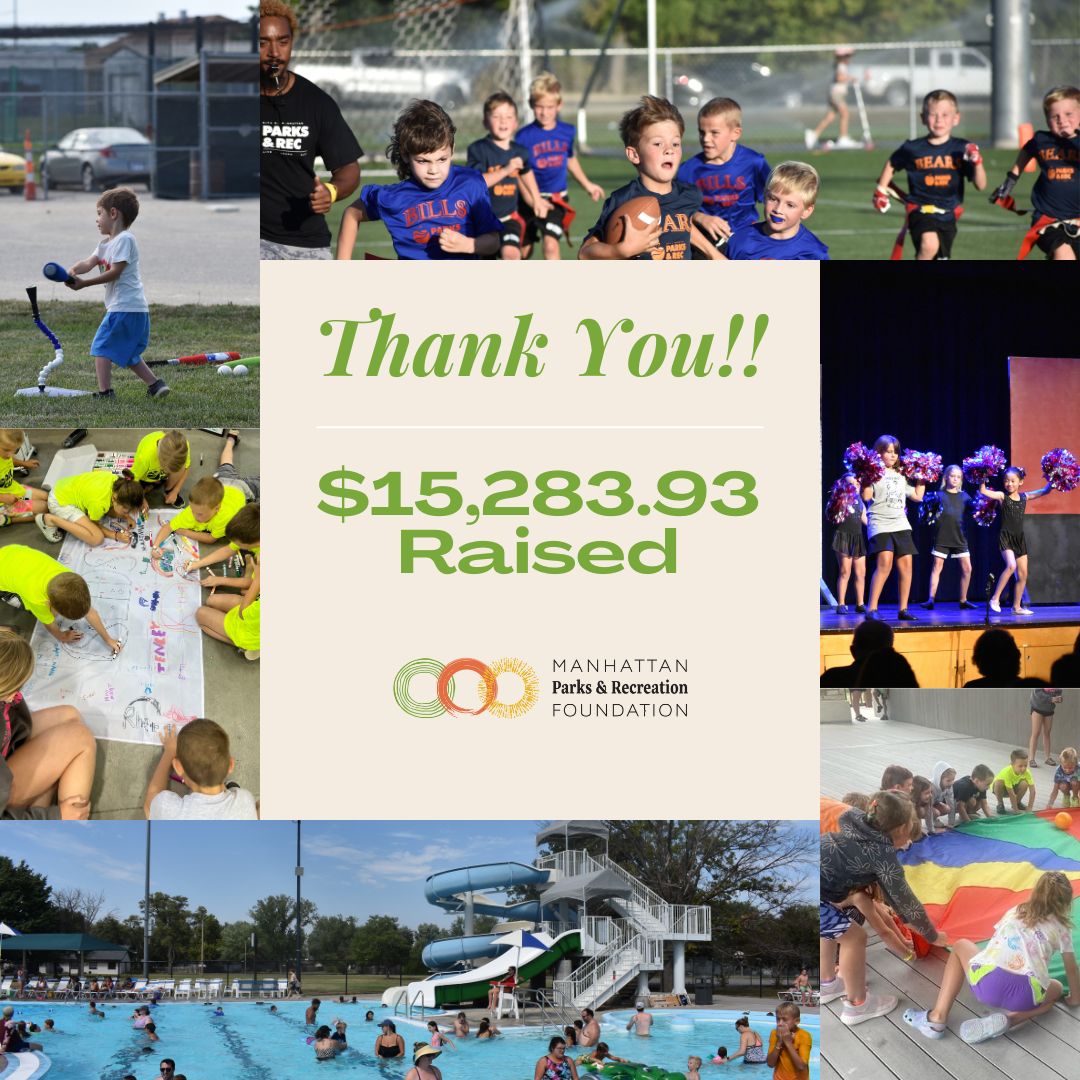 Thank you! We appreciate everyone who supported Manhattan Parks and Recreation Foundation on Grow Green Match Day. You helped them raise $15,283.93 for our scholarship program and this will help ensure anyone who wants to participate in Parks and Recreation programs can!