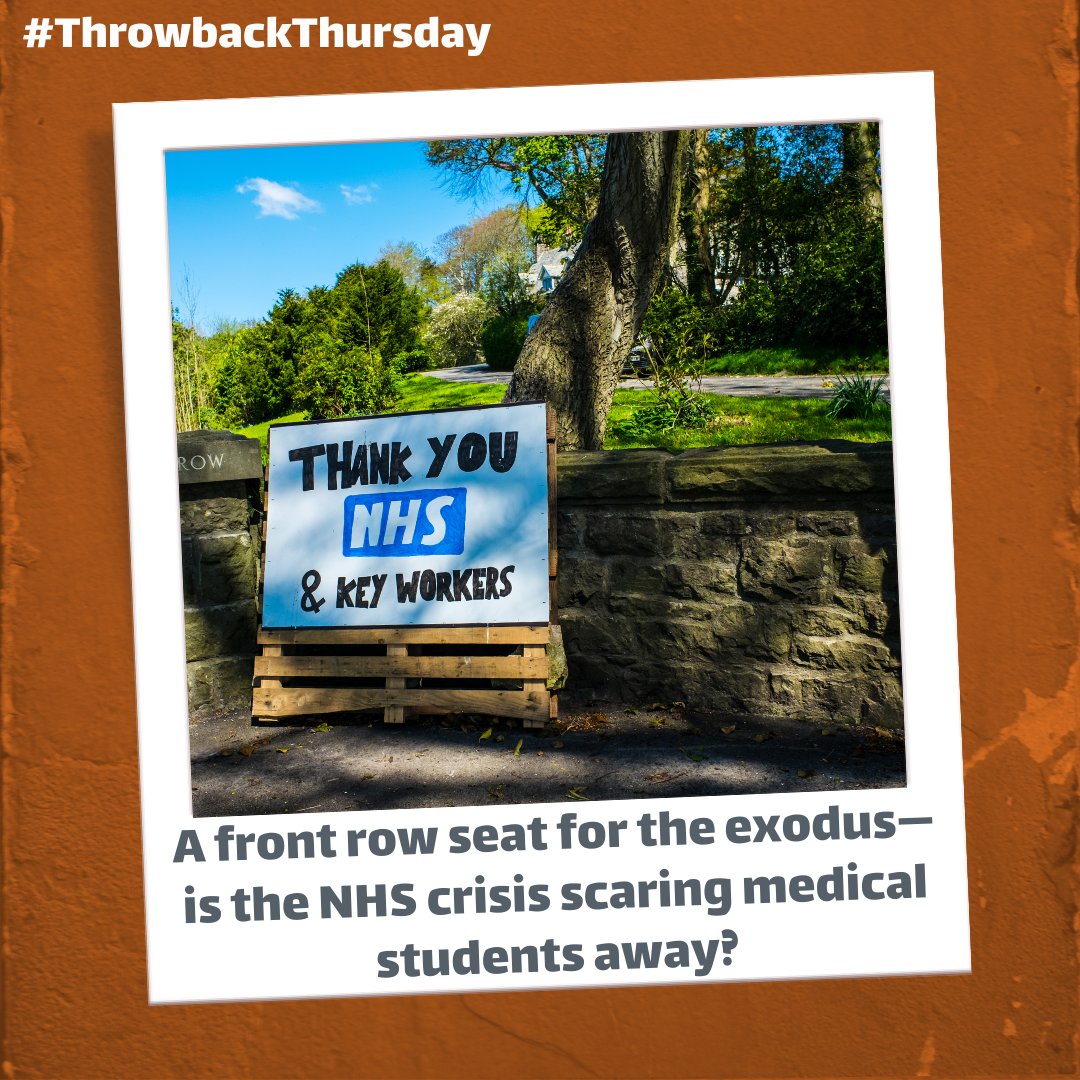 📚 A front row seat for the exodus - is the NHS crisis scaring medical students away? Check out today’s #ThrowbackThursday article from our archive: bmj.com/content/380/bm… #MedStudent #MedTwitter