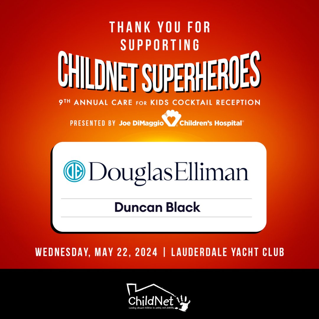 Thank you to Duncan Black and @DouglasElliman for becoming a sponsor of the 9th Annual Care for Kids Cocktail Reception!