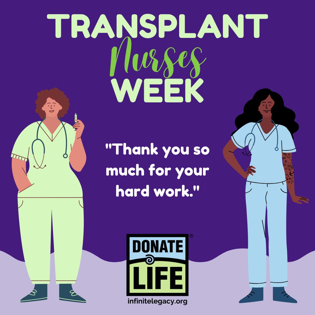 Not all superheroes wear capes. Thank you transplant nurses for your incredible dedication! You help make life possible. Give thanks to the transplant nurses who helped you in the comments below! #TransplantNursesWeek #DonateLife #DonateLifeMonth 💙💚