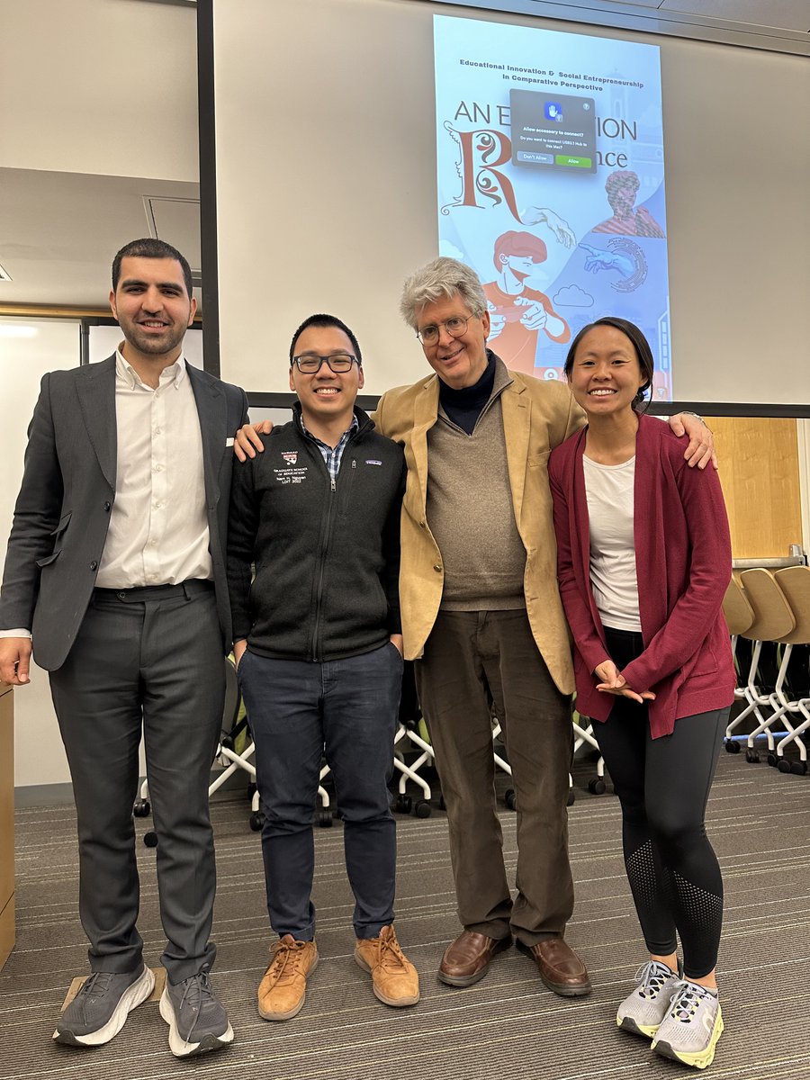 It was such a joy to listen to the excellent presentations of students in A132, Educational Innovation and Social Entrepreneurship, of solutions to daunting education challenges @hgse Thanks @msmkwang @Mohammed Begi and Nam Nguyen, a dream team of teaching fellows!