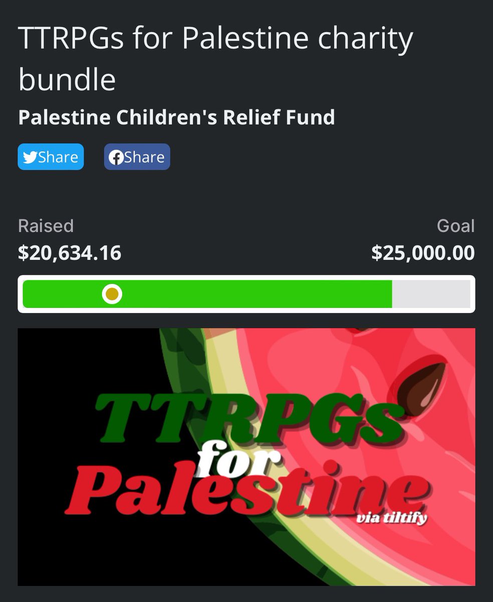 My heart is full, thank you to everyone helping make this possible. 

There are 5 days left to donate to get the TTRPG bundle supporting PCRF, please keep spreading the word!