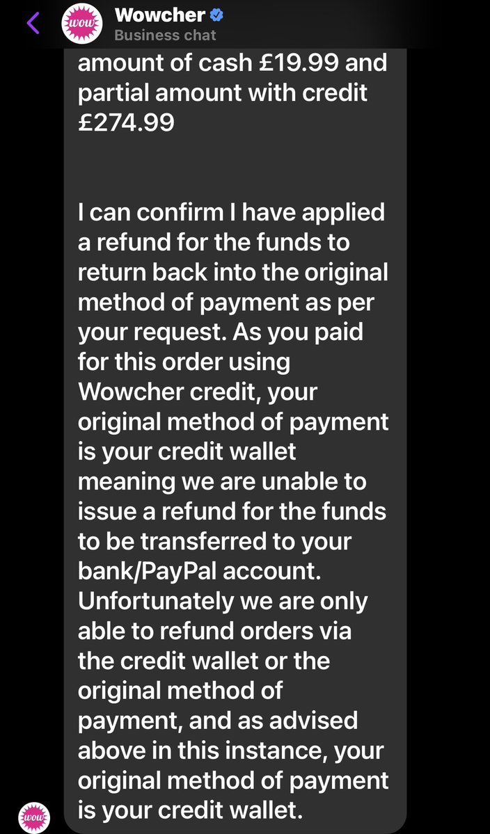 @wowcher The day later this #wowcher #scam #liars AVOID THEM. They failed to fulfill an order and are refusing a refund. Three months and counting. DISGRACE #tradingstandards