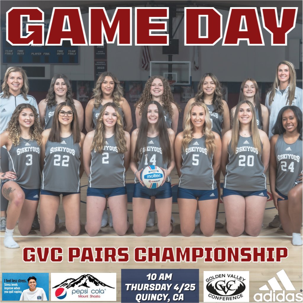 Game Day!🏐
GVC PAIRS CHAMPIONSHIP
10 AM
Quincy, CA

Pairs:
Ashley Quizon & Mady Truelock
Jade Crawford & Amelia Gastelum
Isabella Colombo & Josie Cole

GO EAGLES!