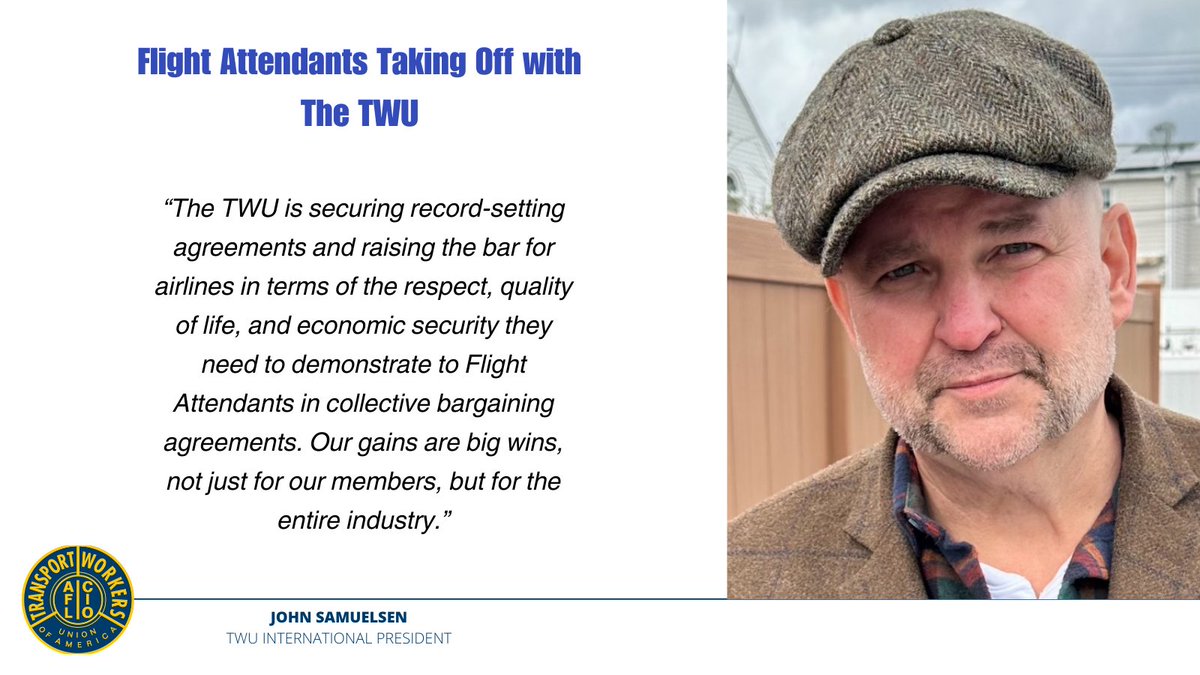 transportworker's tweet image. Flight Attendants are Taking Off with The TWU!
New contract @SouthwestAir - Immediate 22% raises. Wages rising 34% by 2027!
New contract @Allegiant - Immediate 25% raises on avg. Wages going up 41% on by 2028!
Updated agreement @Jetblue wages up 17% by Jan. 2025. @TwuSamuelsen
