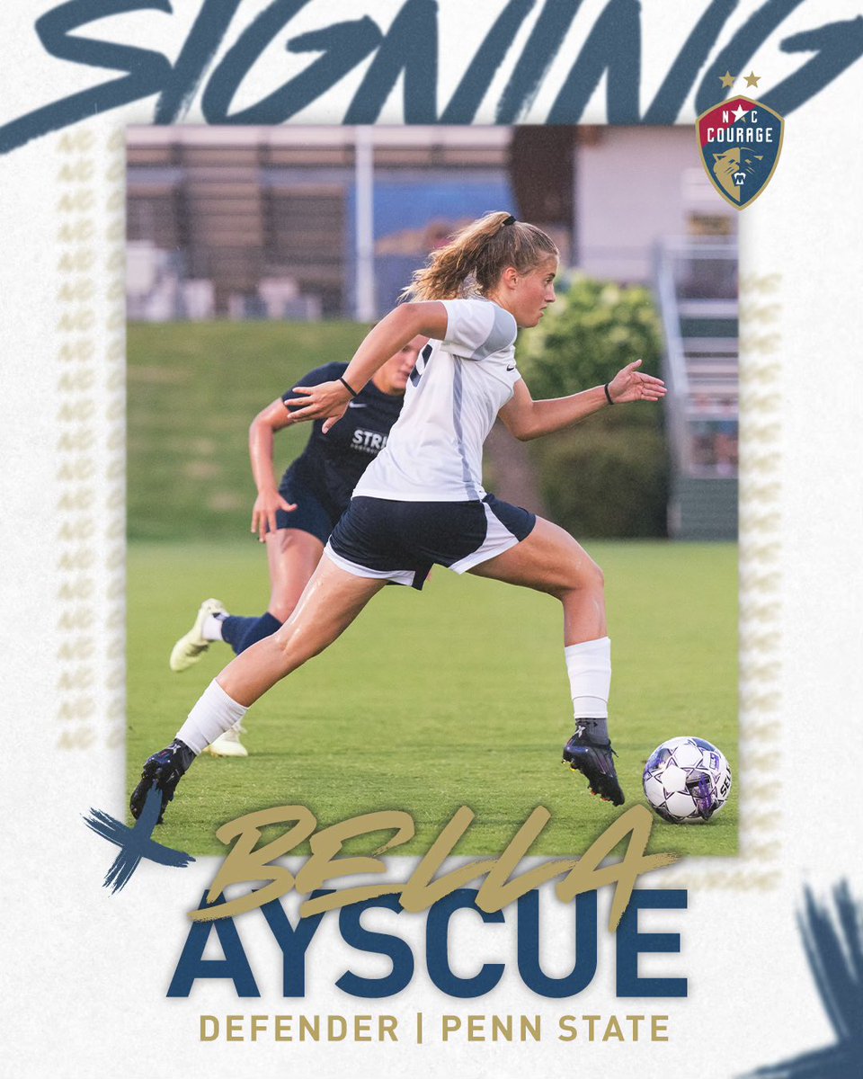 🎉PLAYER ANNOUNCEMENT🎉 Bella Ayscue returns to Courage USL W for her second season! Bella was an important player for the team last season in the National Championship return. We are excited to have the Penn State commit back with us for the summer. Go Courage! #ForTheW