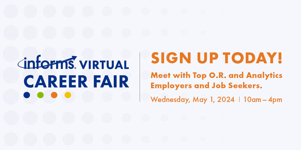 👀 Looking for top advanced analytics talent? Looking for a new job opportunity? 🎯 We've got an opportunity for both on May 1 with INFORMS Virtual Career Fair. Check it out and register today. bit.ly/4bavCuL