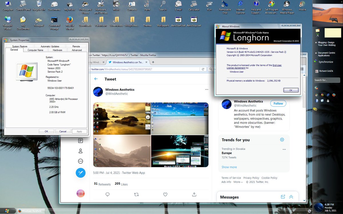 Windows Longhorn Build 4074, the most widely known (and arguably the most usable) build of Longhorn turns 20 years old today