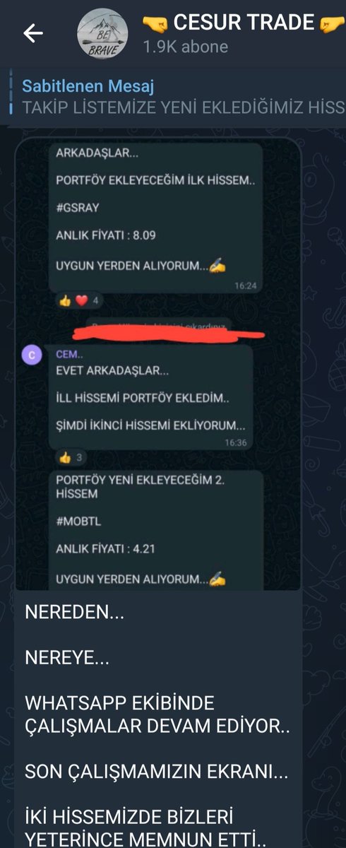 GEÇMİŞİNDE KARANLIK OLMAYAN
TEK GRUP
HERŞEY ORTADA
#bist100 #bist30 #borsa #endeks #ebebk #gsray #mobtl
#PEGYO #VKING #IHEVA #VERTU #IHLAS #PAPIL #ROYAL #DGATE #TLMAN #RHEAG #MARTI #ALCAR #AVHOL #DYOBY #GEDZA #DGNMO
👇👇👇👇👇👇👇👇👇👇
t.me/CeSuR_Borsa_TR…