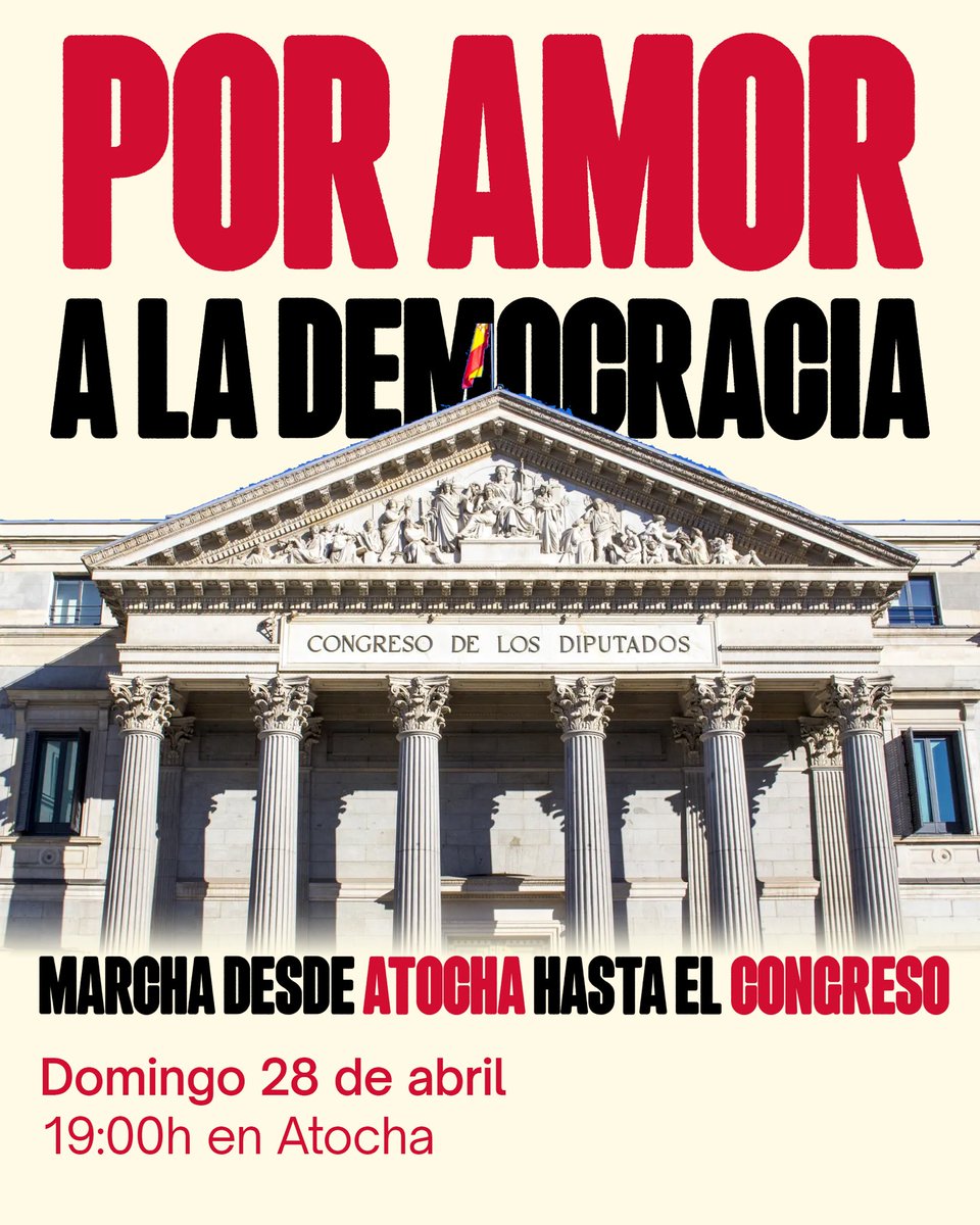 🔥 NO VAN A PARARNOS

Sus chantajes, sus bulos y su mafia no pueden contra la democracia y contra el pueblo.

📅 DOMINGO 28
⏰ A LAS 19H
📍 DE ATOCHA AL CONGRESO

¡Pásalo!
