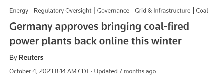 Still breaks my brain the 'green party' forced Germany to turn off zero-emission elemental energy so they had to bring dirty coal plants back online. It's almost like they don't actually care about the environment