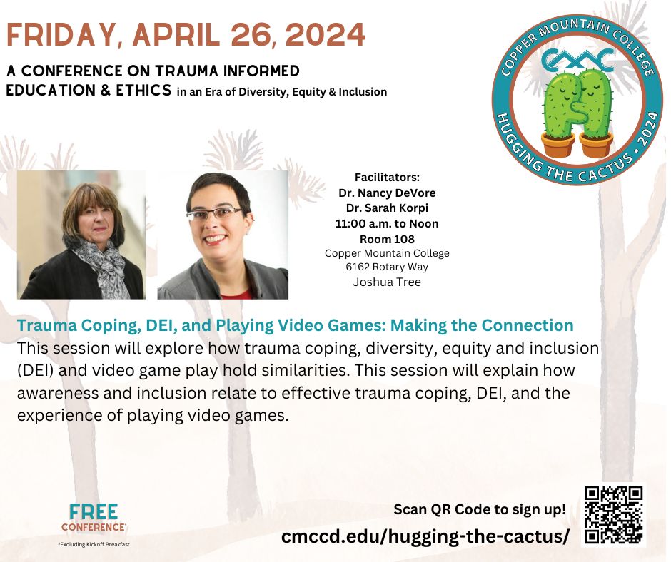 nancydevore's tweet image. What do video games, belonging, and higher ed have in common?
Join me and Dr. Sarah Korpi, DEI Dir at UW-Madison to find out.
Friday 4/26 11:00 am PT/1:00pm CT/2:00pm ET.
Direct link to attend:  cmccd-edu.zoom.us/j/87425805964