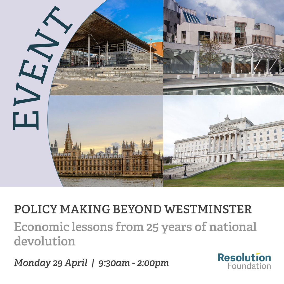 Economic lessons from 25 years of national devolution: on Monday we're hosting a major conference, in partnership with PolicyWISE, to celebrate the 25th anniversary of devolution to Scotland, Wales and Northern Ireland. Sign up to watch live here: resolutionfoundation.org/events/policy-…