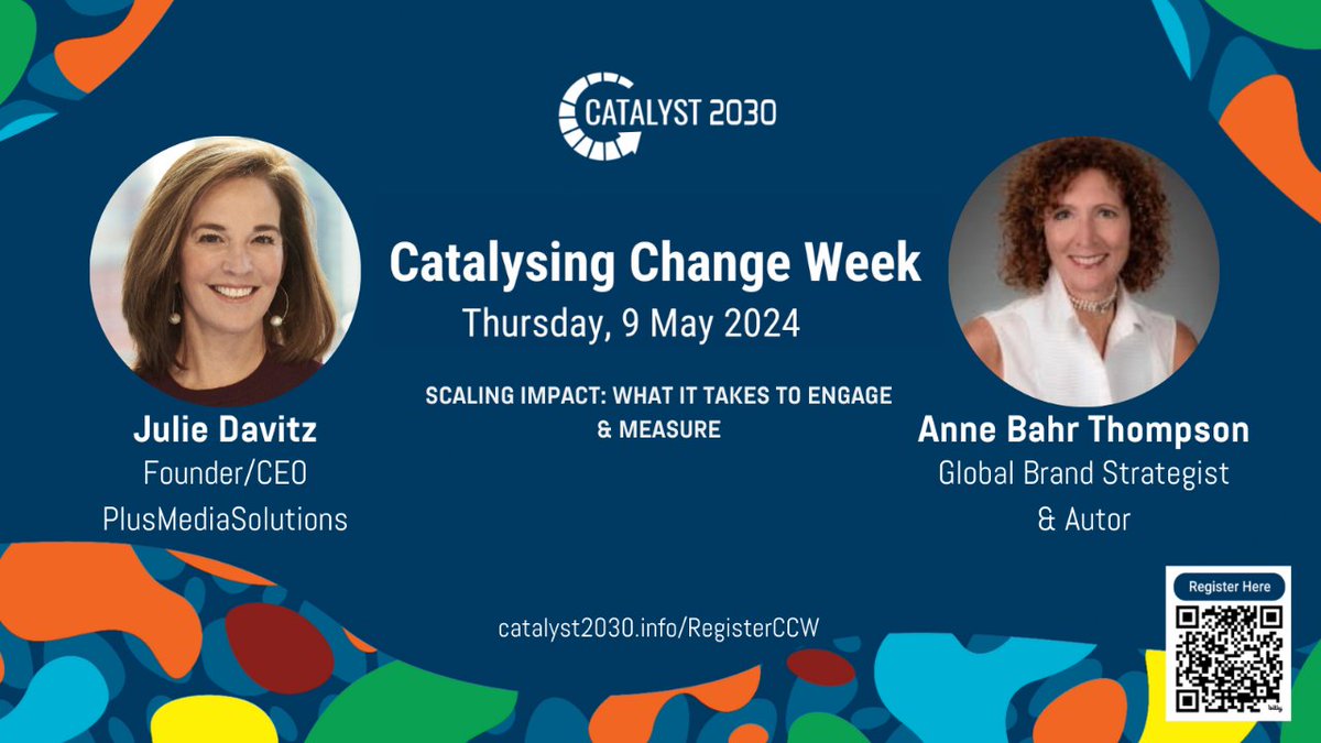Don't miss Julie Davitz at #CatalysingChangeWeek2024 on May 9, 2024, discussing 'Unlocking Engagement & Measurement.' Join us in driving positive change. Register now: catalyst2030.info/RegisterCCW  #PlusMediaSolutions @annebt @Catalyst_2030 #CCW2024 #Catalyst2030 #Event