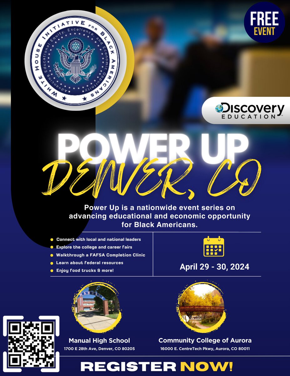 On April 30, President @DrLukeWood will join the @WHBlkInitiative and Discovery Education series: Power Up. He’ll share what it means to empower and advance educational and economic opportunity for Black Americans. Learn more and register here: cvent.me/n5rbyR