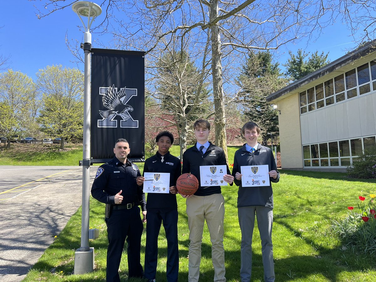 Last week, our Falcons took part in a 3-Point Competition sponsored by the Middletown Police Activity League. Xavier SRO and alum Matt Bloom ’04 helped organize the event. Congratulations to Drew Dargati, BJ White, and AJ Michuluk! #ThisIsXavier