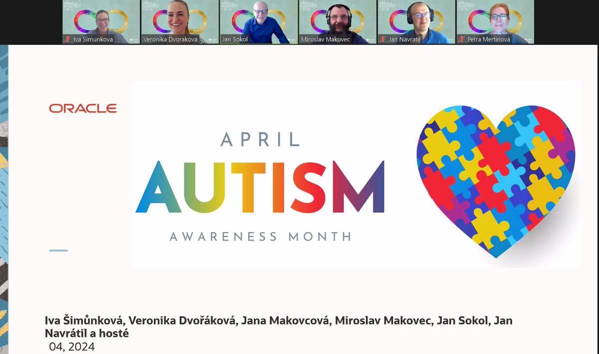 This #AutismAwarenessMonth, we joined forces with Človíček Brno, Děti úplňku, z.s. and AutTalk in the Czech Republic to learn how we can support individuals with autism spectrum disorders at Oracle Czech and beyond. #OracleForAll #CultureOfInclusion social.ora.cl/6010bQ3SM