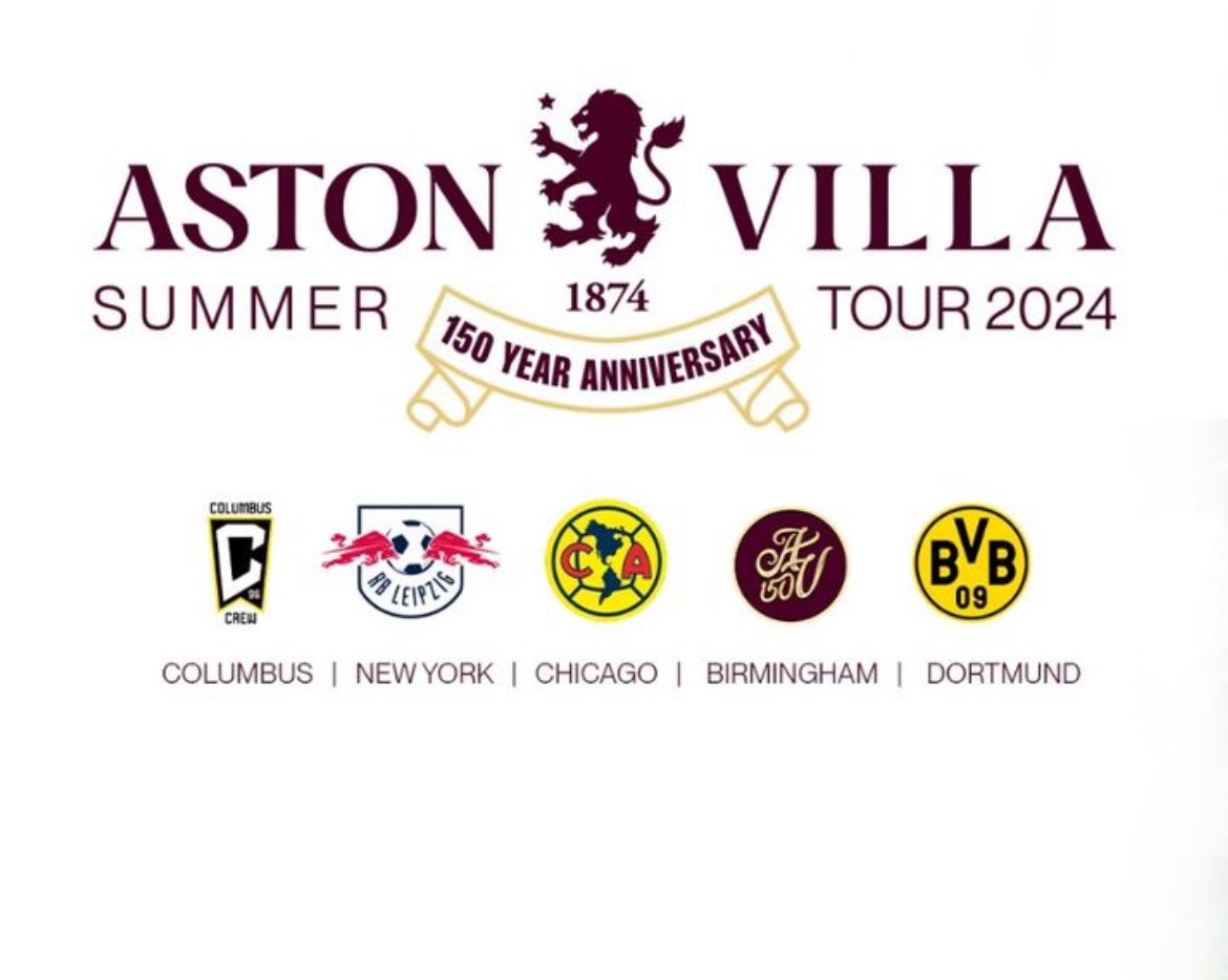 América se enfrentará al Aston Villa el 3 de agosto en Chicago.