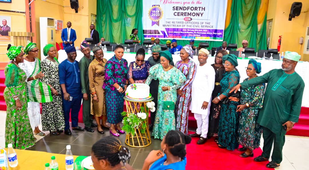 Lagos State Head of Service, Mr. Bode Agoro at the Y2023 Send Forth Ceremony For Retired Officers in the Mainstream Civil Service, held at Adeyemi Bero Auditorium, The Secretariat, Alausa-Ikeja on Thursday, 25th April, 2024.