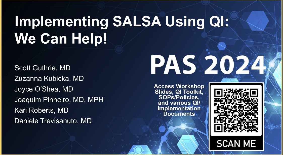 drsgu3's tweet photo. Attending the #PAS2024
meeting in Toronto? We would love to meet you! Here are the details for our workshop on implementation of SALSA with @docpinheiro @oshea_jem and more! Use QR code for our materials on Google Drive so you can learn to #SALSA #NeoTwitter https://t.co/za1BUtuhl8