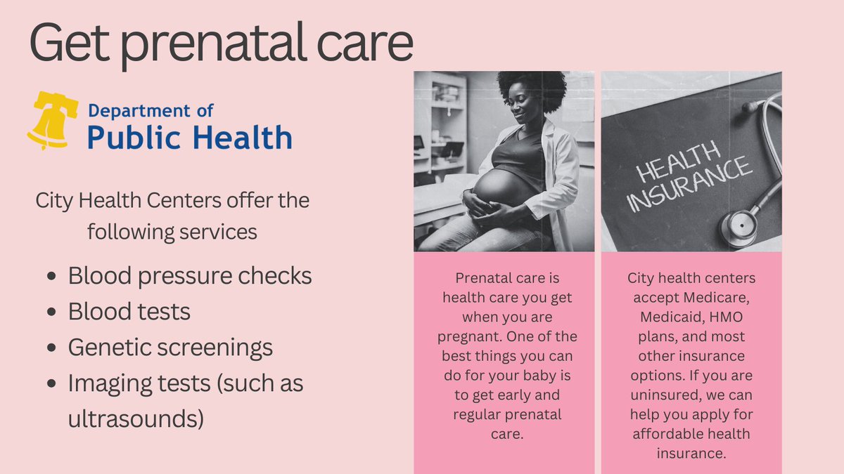 Every pregnancy is unique, which is why city health centers offer personalized prenatal care including blood pressure, weight checks, and more. Prenatal care is the first step in ensuring a healthy start for your baby. 

➡️ phila.gov/services/menta…