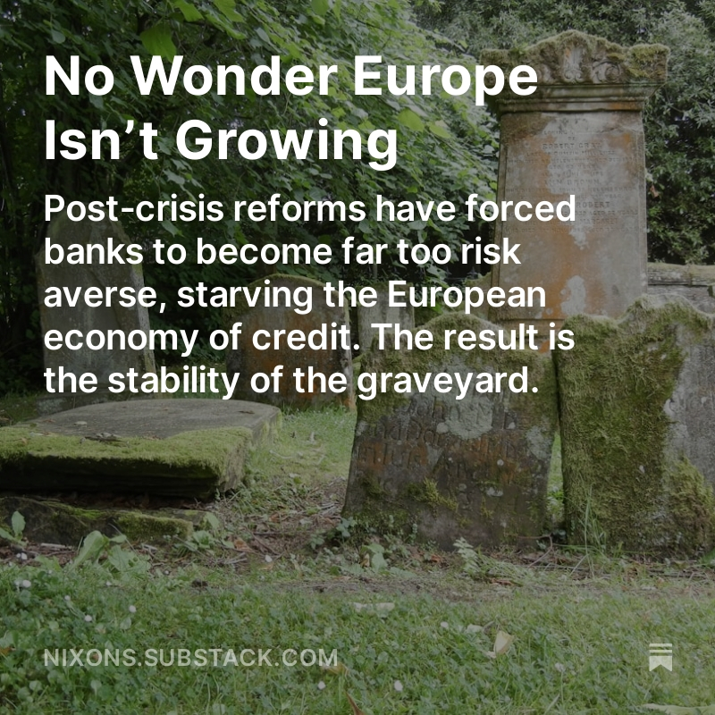 European banks are making huge profits and paying out giant dividends in the middle of an interest rate shock while bad debts have barely budged. It's a clear sign that the banking system no longer takes enough credit risk to support the economy. My latest…