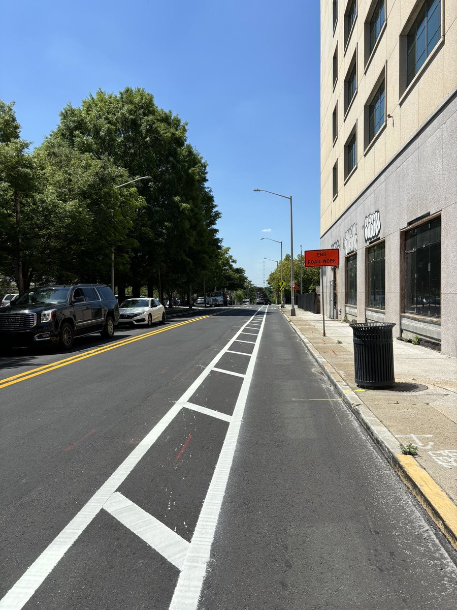 Fresh paint on Forsyth! More bike lanes imminent!