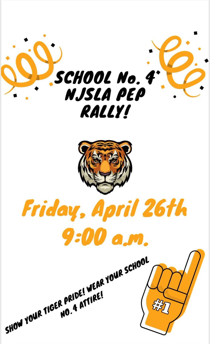 🐯 Reminder for tomorrow! 🐯 Come in your Tiger gear or orange and black!! Show your #TigerPride ! 🐅 🧡 #WeRoarAtSchool4 @suzanne_olivero @LindenPS @AtiyaYPerkins